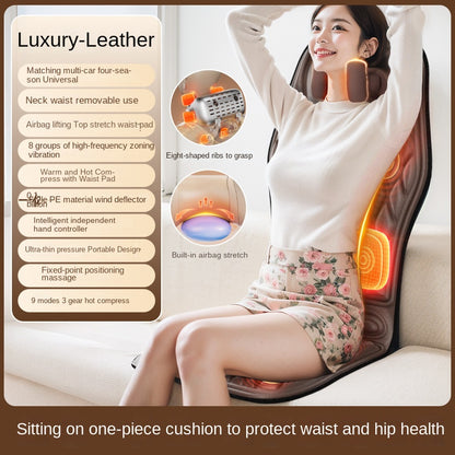 Masajeador cervical para coche y hogar, multifuncional, con calefacción, vibración, cojín de masaje para cuello y espalda, cojín de asiento