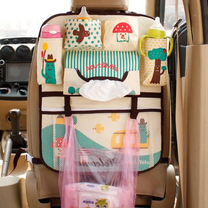 Bolsa de pañales de dibujos animados para mamá, organizador de asiento de coche con aislamiento térmico, bolsas de maternidad para bebe