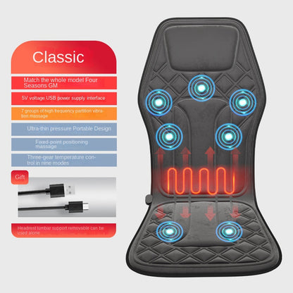 Masajeador cervical para coche y hogar, multifuncional, con calefacción, vibración, cojín de masaje para cuello y espalda, cojín de asiento