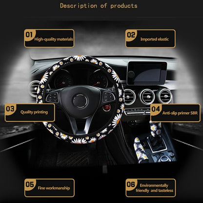 Bonita funda de volante de punto con diseño de margaritas para decoración interior de coche, accesorio universal para coche, funda de volante sin anil