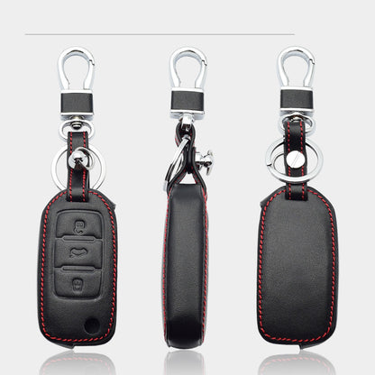 Funda de cuero para llave de coche para VW Volkswagen Polo Golf Passat Beetle Caddy T5 Up Eos Tiguan Skoda A5 SEAT Leon Altea Flip Remote Cover