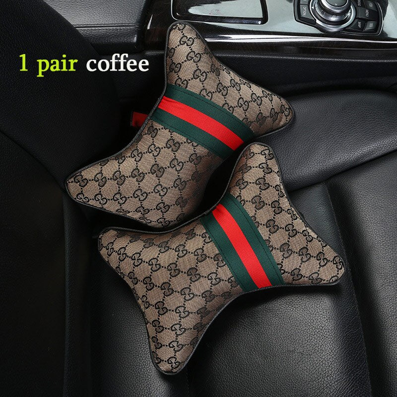 1 par de almohadas para reposacabezas de coche de material de lino de lujo, unisex, transpirables, universales para las 4 estaciones.