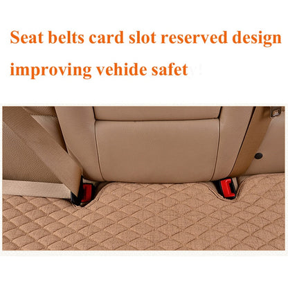 Funda de lino para asiento de coche, para las cuatro estaciones, delantera y trasera, de tela de lino, transpirable, protectora, accesorios para coche