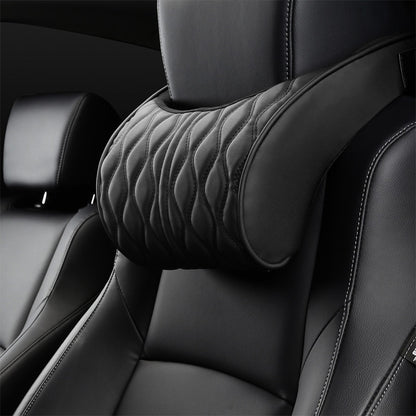 Almohada de espuma viscoelástica para reposacabezas de coche, juego de soportes de asiento de cuero bordado, ajuste del cojín del respaldo, reposacabe